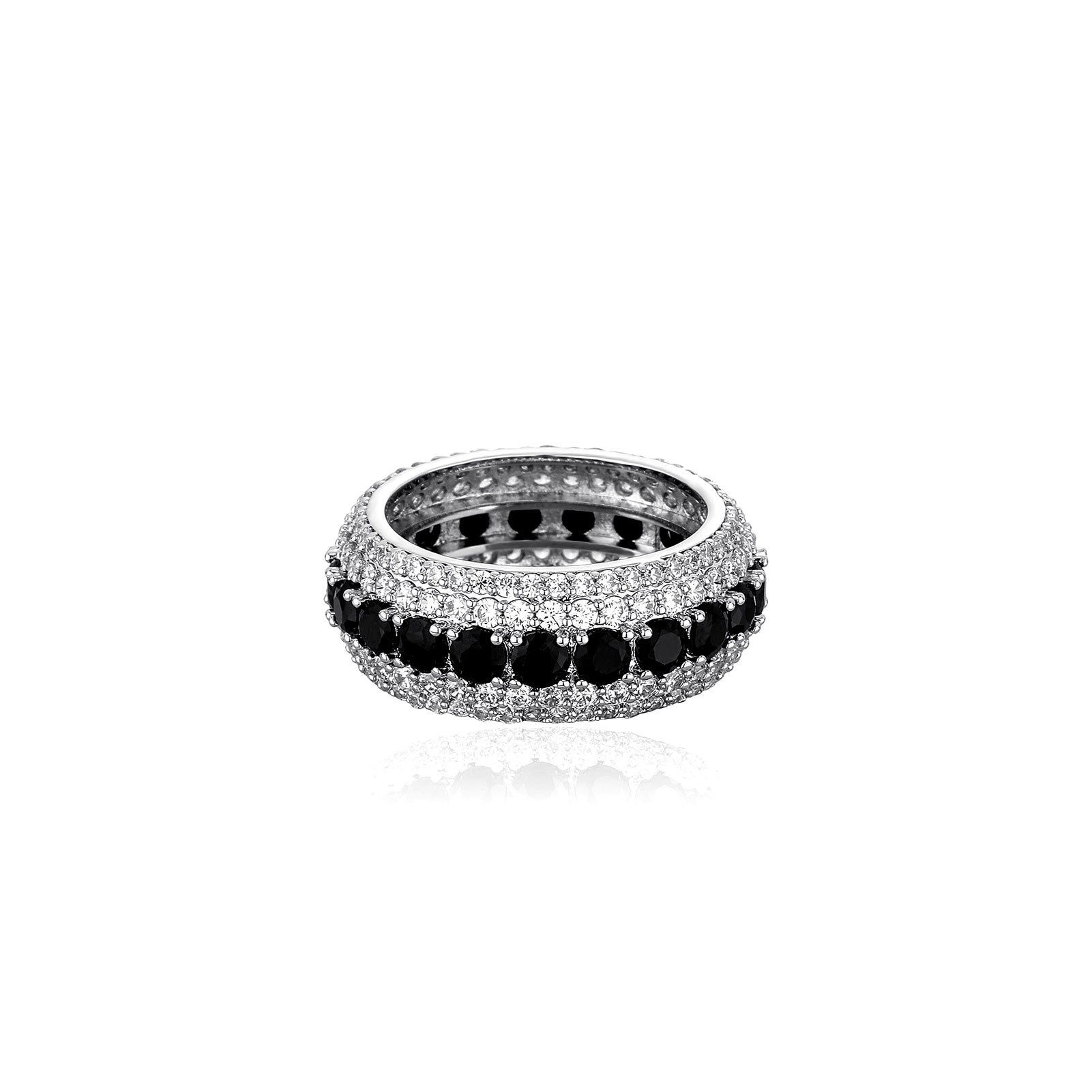 Wholesale Hiphop micro inlaid five-row full zircon ring